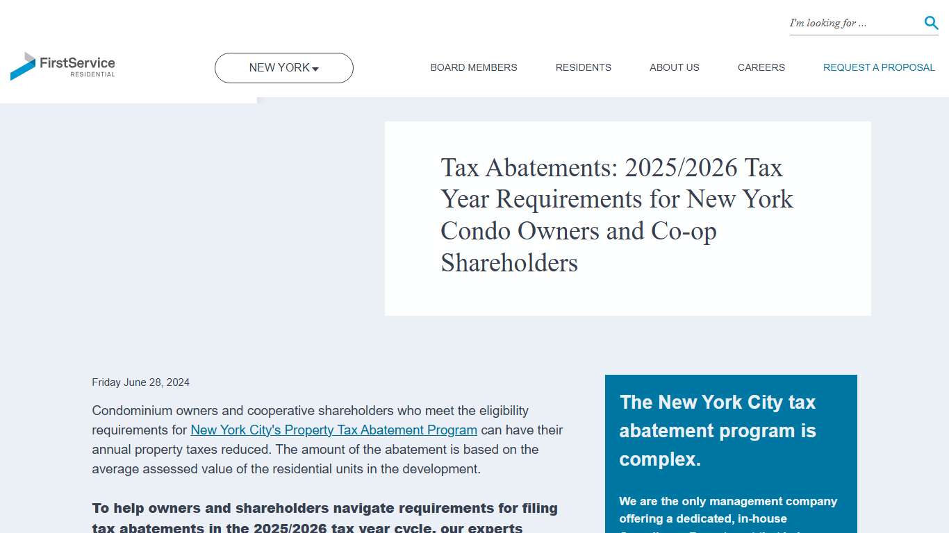 2025/2026 Cooperative and Condominium Tax Abatement Program
